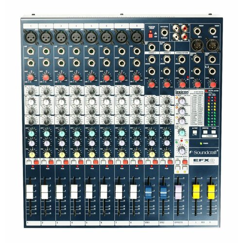 Soundcraft EFX8 - Микшерный пульт 8 моно, 2 стерео, 2 Aux, встроенный процессор Lexicon , 32 программы