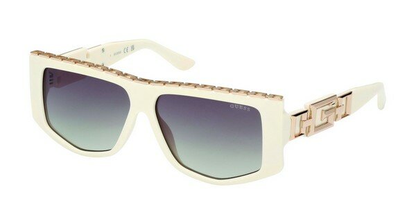 фото Женские солнцезащитные очки Guess GUS 7914 21P, цвет: белый, цвет линзы: голубой, шестиугольные, пластик