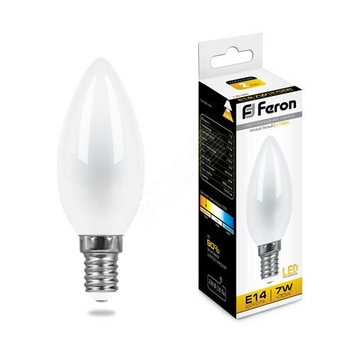 Светодиодная (филаментная) LED лампа свеча Feron 7W(Вт) Е14 2700K 710lm 220V filament 25785