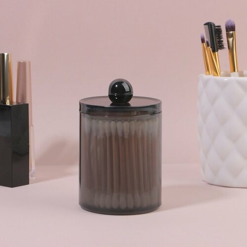 Органайзер для хранения с крышкой d - 7 105 см в коробке цвет полупрозрачныйчёрный 432₽