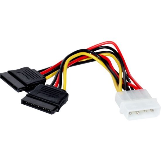 Кабель питания Exegate SATA EX-CC-SATA-PSY (Molex 4pin/2xSATA15pin, 0,15м)