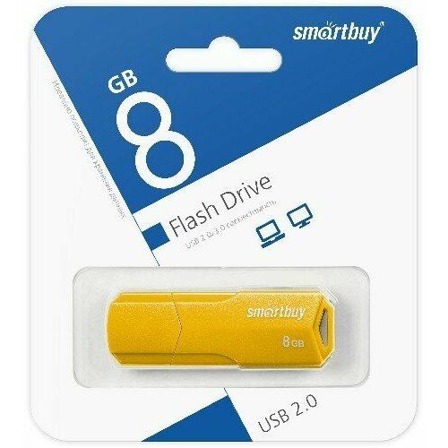 USB флеш накопитель SmartBuy 8GB Clue Yellow (SB8GBCLU-Y) usb flash накопитель 8gb smartbuy clue white sb8gbclu w3