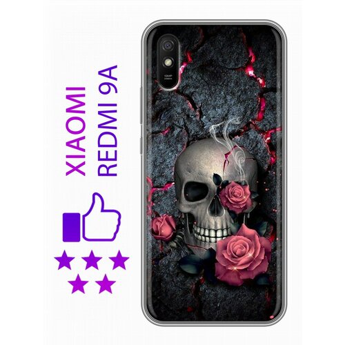 Дизайнерский силиконовый чехол для Редми 9А / Xiaomi RedMi 9A Череп полупрозрачный дизайнерский силиконовый чехол для xiaomi redmi 9a авокадо