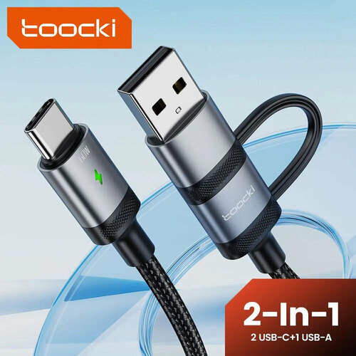 Toocki два в одном type-c 60 Вт плетеный провод светодиодный usb кабель 1,2м