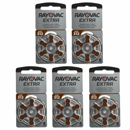 Батарейки для слуховых аппаратов Rayovac Extra ZA312 / PR41 / V 312 Zinc Air 1.45V 30 шт