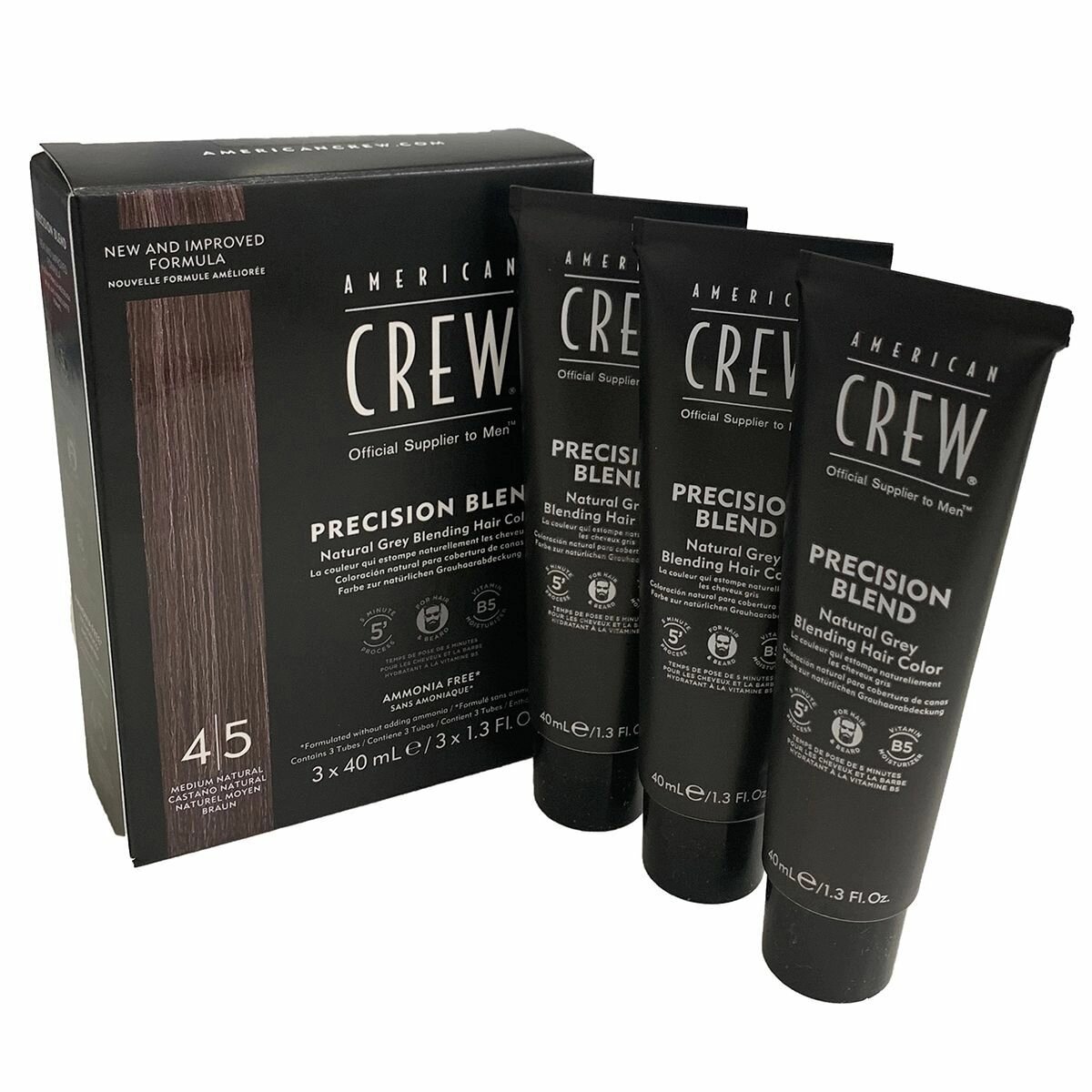 American Crew Precision Blend краска-камуфляж для седых волос, 4/5 средний натуральный, 120 мл