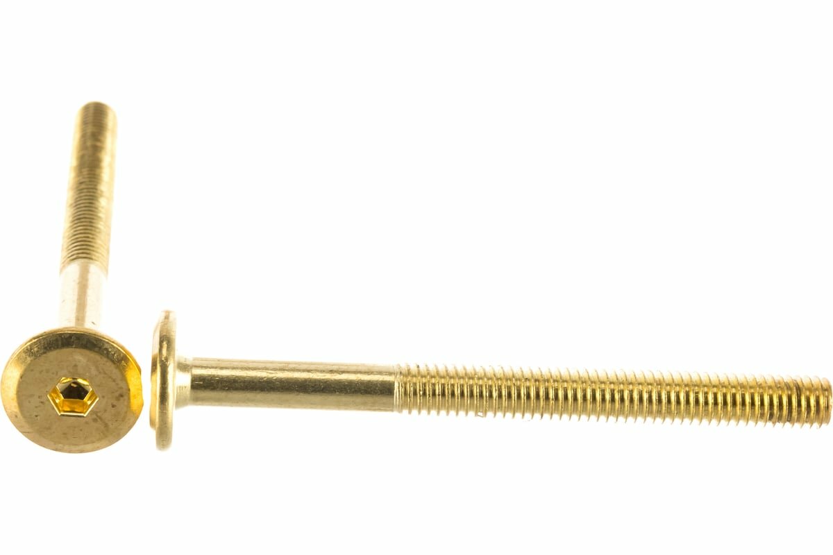 Европартнер мебельный винт с плоской головкой латуннированный М6х70, 16 шт в упаковке