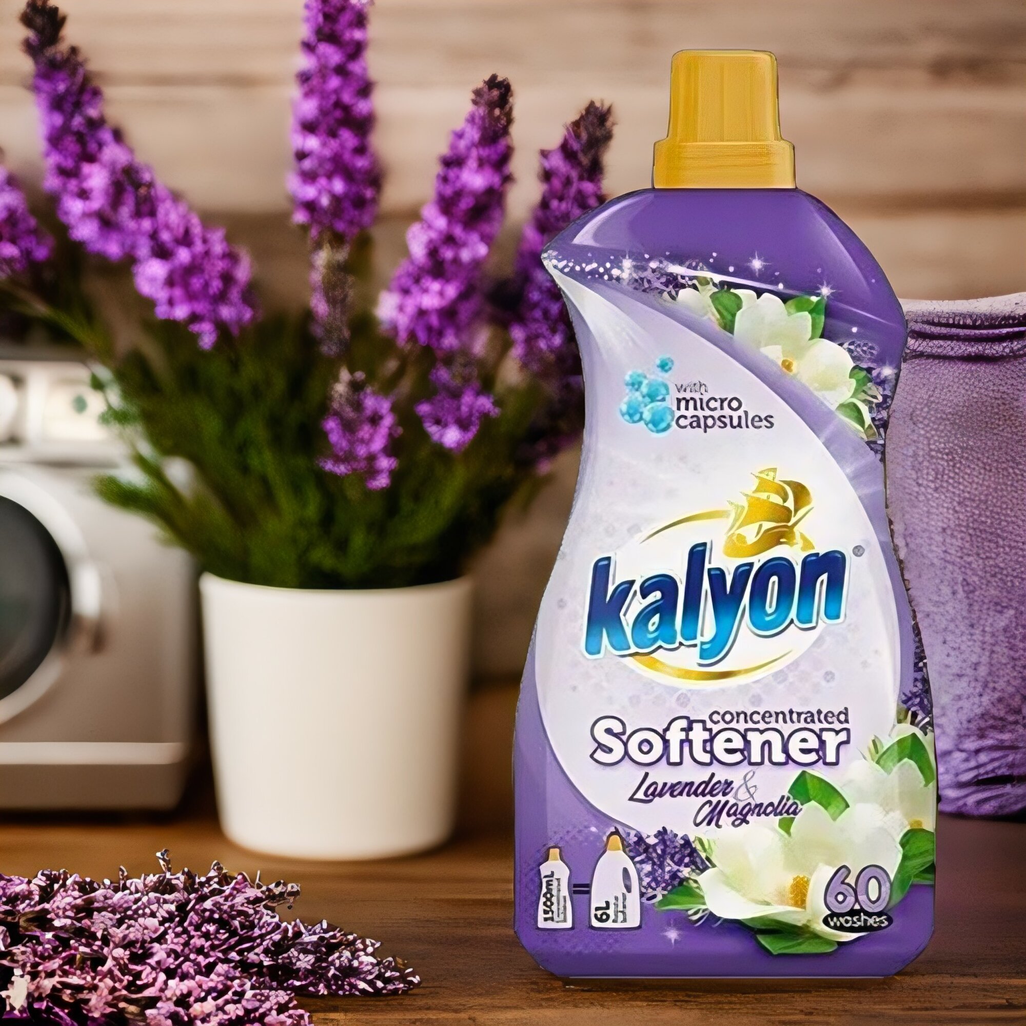 Концентрированный кондиционер ополаскиватель для белья KALYON EXTRA CONCENTRATED SOFTENER Лаванда и Магнолия 1500 мл