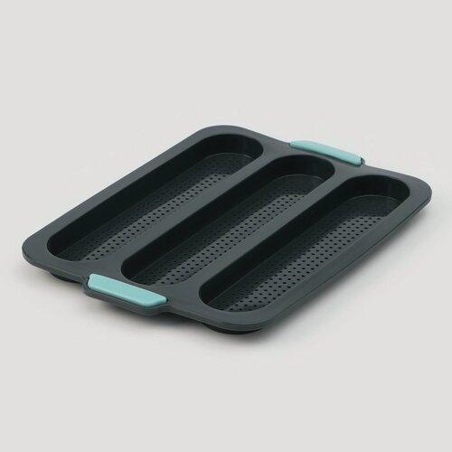 Изображение товара Форма для выпечки багетов силиконовая 34.5х24х2 см, 3 секции