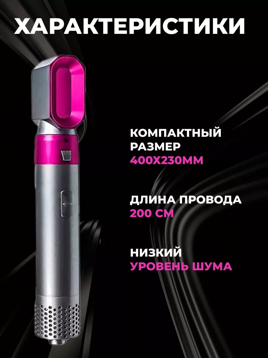 Стайлер 5-в-1 с кейсом, плойкой, феном и насадками для объема и укладки волос — фото 1