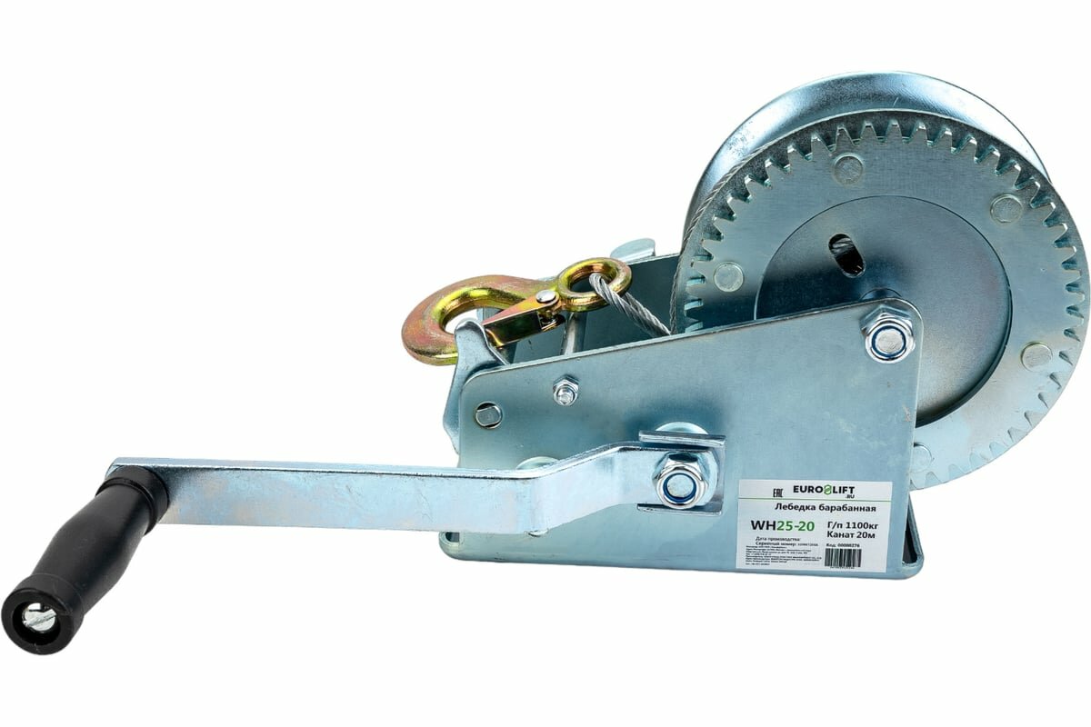 EURO-LIFT Лебедка барабанная 1.1т канат 20м WH25-20 00000276
