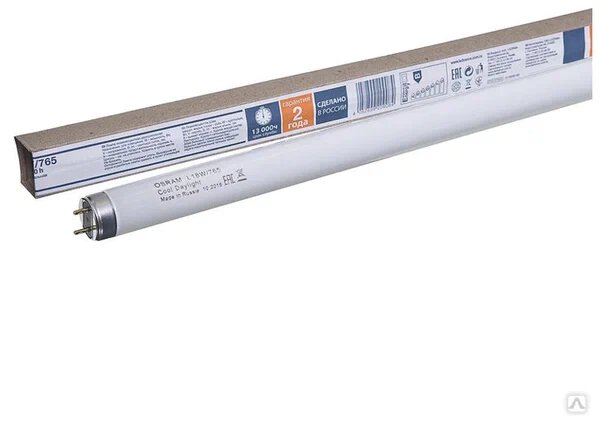 Лампа люминесцентная L 18W/765 18Вт T8 6500К G13 смол. OSRAM | код 4008321959669 | LEDVANCE ( 10ШТ )