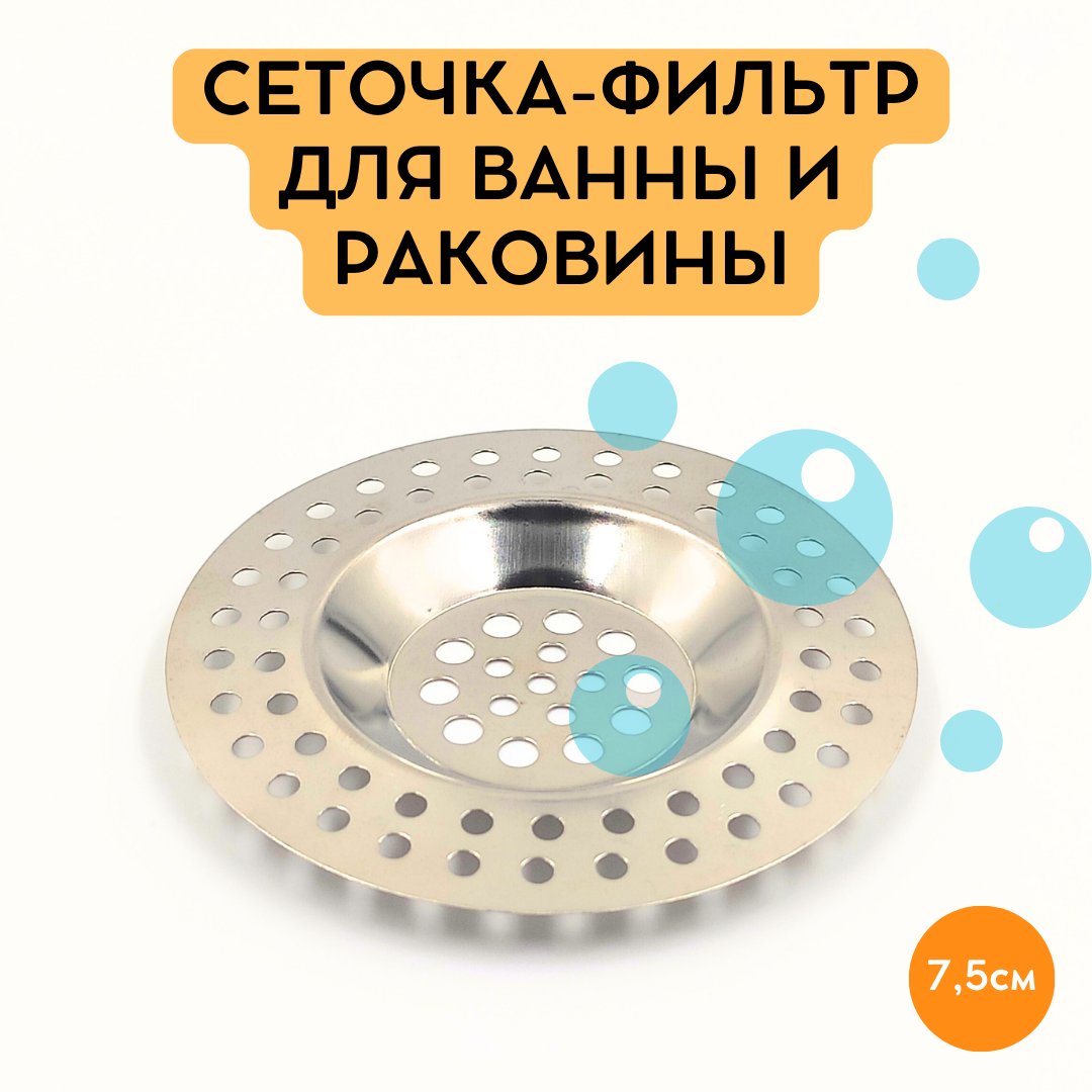 Сеточка-фильтр для ванны и раковины нержавеющая сталь диаметр 75см