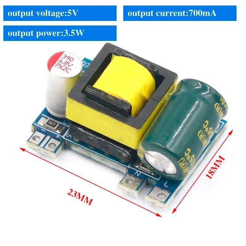 Преобразователь напряжения AC-DC 220В в 5В 1А 5V-700MA