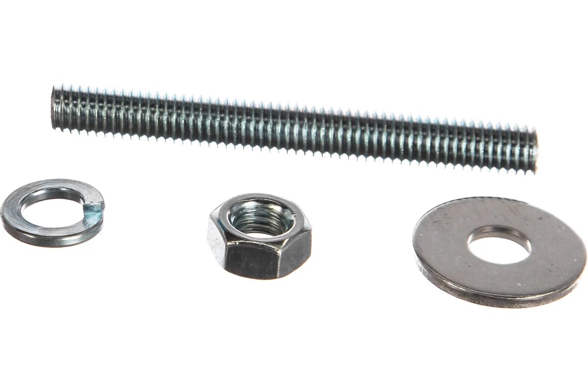 Европартнер Шпилька DIN976 М8x70 в комплекте гайки DIN934 шайбы DIN 9021 и DIN127 Zn 2 шт. 12 0609 2