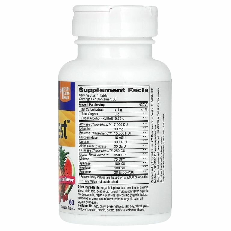 Ферменты Enzymedica, Kids Digest, Пищеварительные ферменты для детей, вкус фруктового пунша, 60 жевательных таблеток