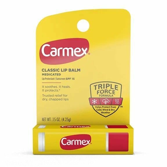 Carmex Triple Force SPF 15 классический бальзам для губ защита от солнца