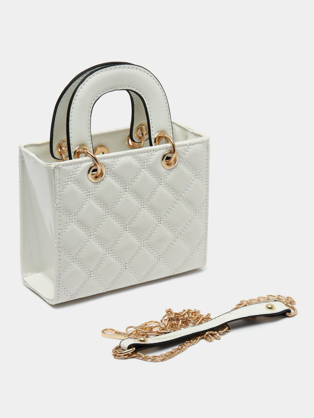 Сумка  HeartChain Mini Bag, фактура гладкая, стеганая, белый