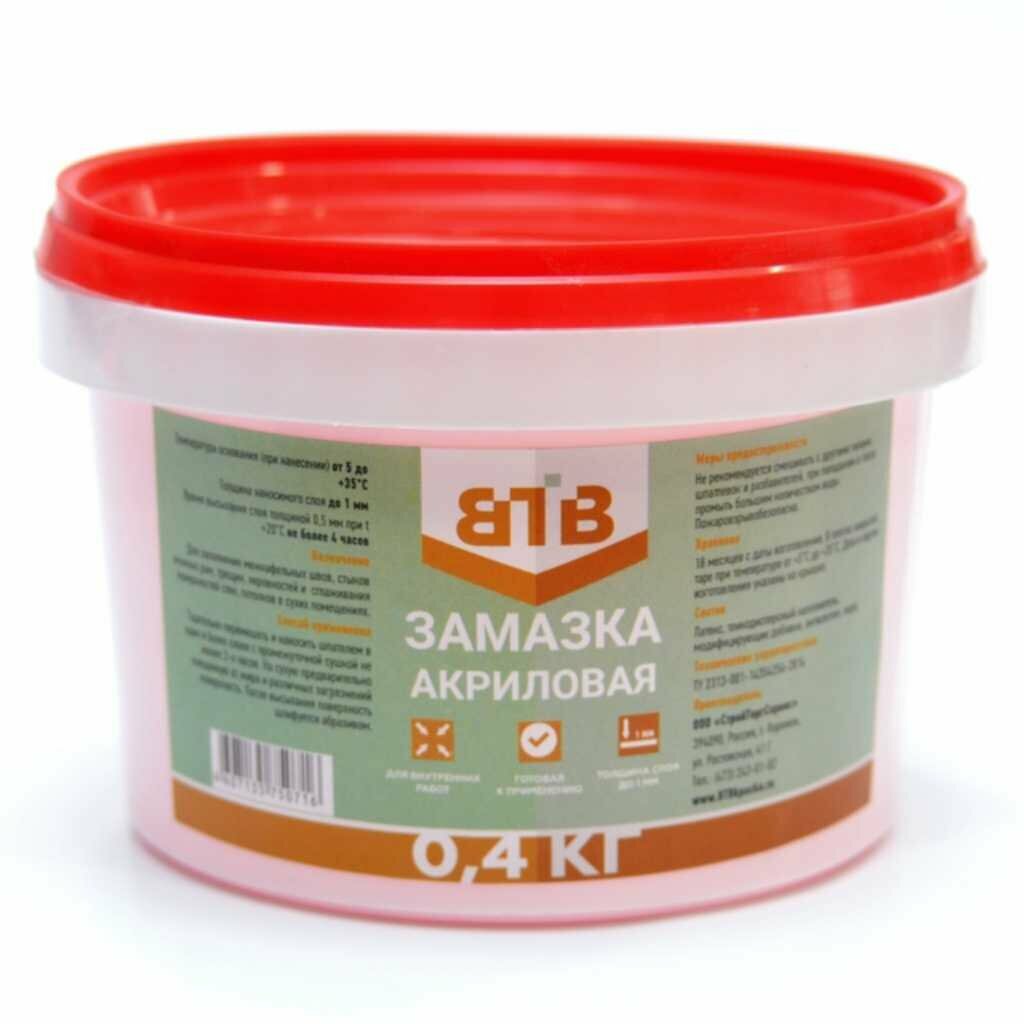 Шпатлевка акриловая ВТВ белая 0 4 кг для внутренних работ  Россия