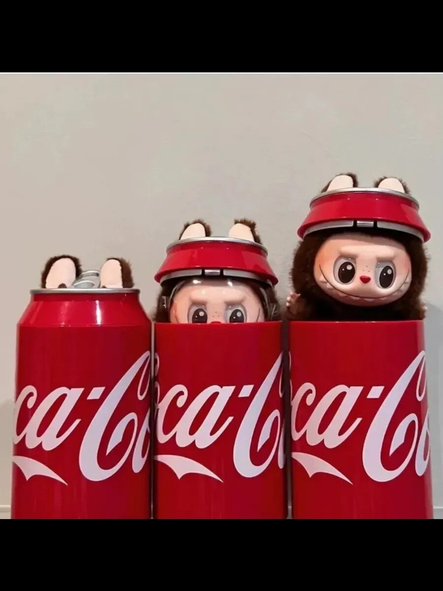 Лабубу игрушка Coca Cola брелок сюрприз, Labubu коллекционная, плюшевая мягая игрушка — фото 1