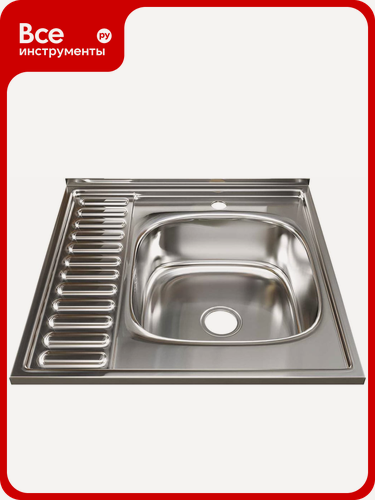 Изображение товара Мойка mixline 60х60х18 см, 0.8, правый выпуск 3 1/2, с сифоном 528019, Устойчива