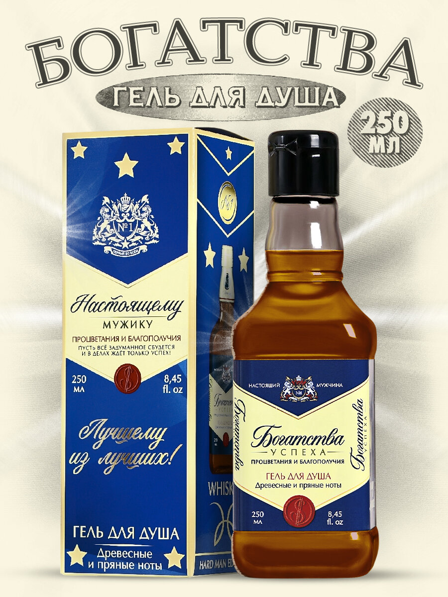 Гель для душа «Настоящему мужику» аромат древесные и пряные ноты 250 мл для подарка мужчине на Новый Год
