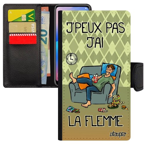 фото Стильный чехол-книжка на мобильный // iphone se 2020 // "не могу - мне лень!" шутка принт, utaupia, зеленый