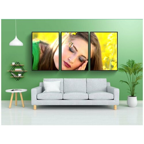 фото Набор модулных постеров для интерьера "лицо, бабочка, сновидение" 60x90 см. в тубусе, без рамки lotsprints