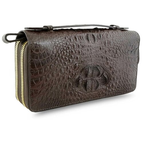 Мужской клатч из натуральной кожи крокодила с ручкой