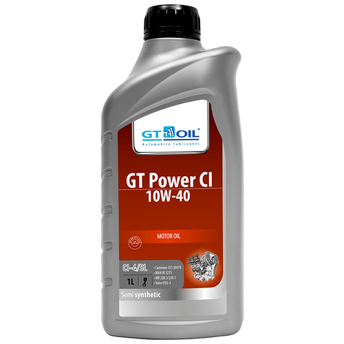 фото Моторное масло gt oil power ci 10w-40 полусинтетическое 1л