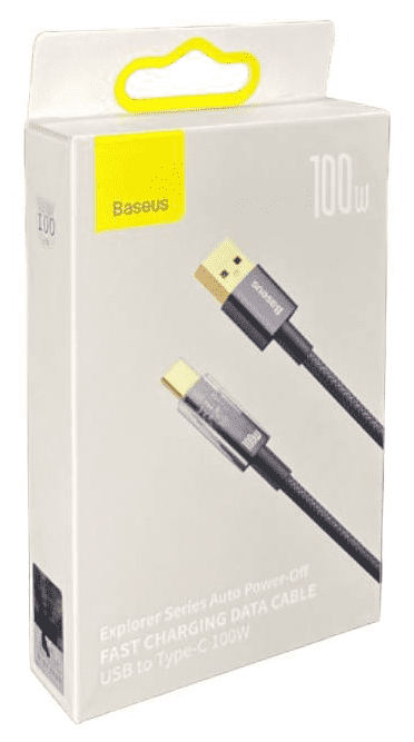 Кабель Baseus Explorer Series Auto Power-Off Fast Charging Data Cable USB to Type-C 100W 1m Black (CATS000201) — фото 1