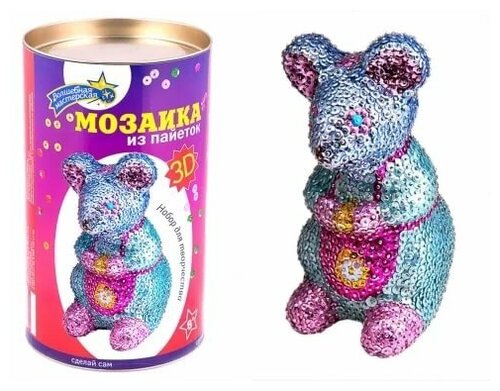 Мозаика из пайеток 3D Мышка 3D-02