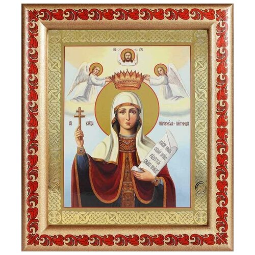 Великомученица Параскева Пятница, икона в рамке с узором 19*22,5 см