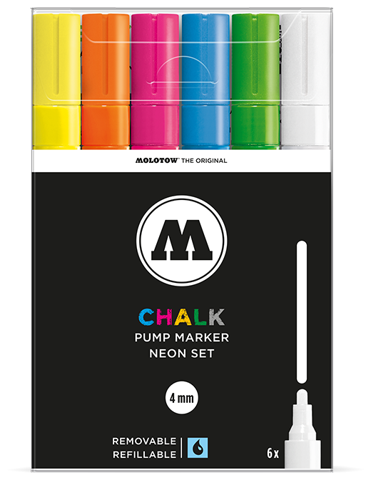 Набор маркеров Molotow "CHALK Marker Basic-Set 2" 4 мм 6 шт - фото №1