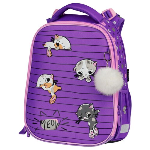 Ранец школьный Berlingo Expert Max "Kittens lilac" 37x28x16см, 2 отделения, анатомическая спинка, дождевик в комплекте (RU07134L)