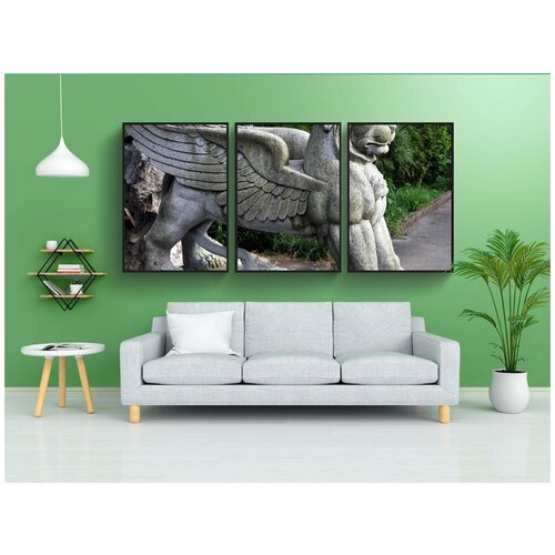 фото Набор модулных постеров для интерьера "статуя, мифология, существо" 60x90 см. в тубусе, без рамки lotsprints