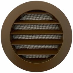 Решетка вентиляционная круглая d100 мм металлическая RAL 8028 коричневая с сеткой