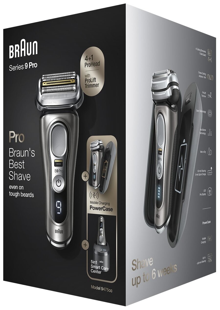 Электробритва Braun 9475cc Series 9 Pro, серый/черный - фотография № 4