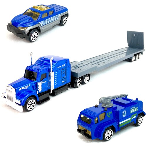 фото Набор металлических машинок "пионер" m7242-3, yako toys, 1:55, автовоз, 2 машинки, 35х14х4 см