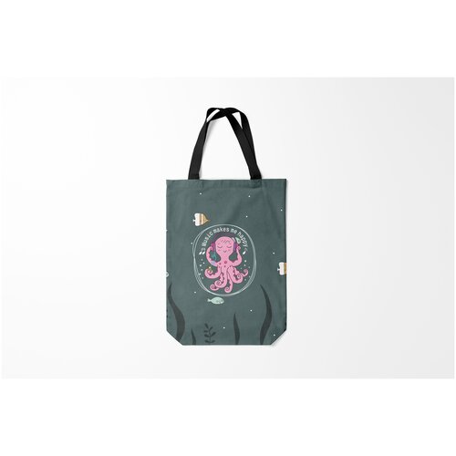 фото Сумка-шоппер / 31х42 см / популярные иллюстрации / природа осьминог меломан burnettie