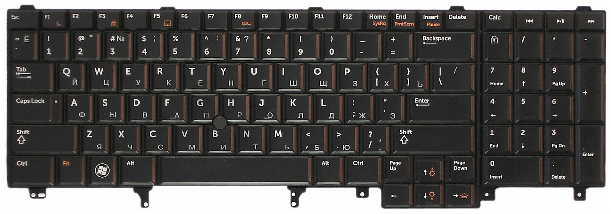 Клавиатура для ноутбука Dell Latitude E6520 E6530 E6540 Series Плоский Enter Черная без рамки PN NSK-DWAUF