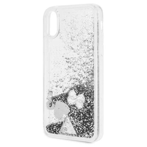 фото Пластиковый чехол-накладка для iphone x/xs guess glitter hard pc, прозрачный/silver (guhcpxglhflsi)