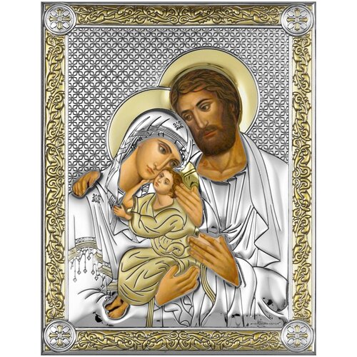 Икона Святое Семейство, 14х18 см, в окладе, на дереве икона святое семейство в серебряном окладе арт дв 448