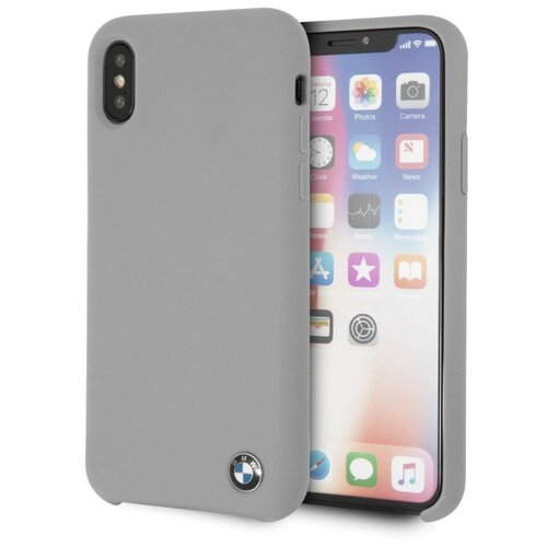 фото Чехол cg mobile bmw signature liquid silicone hard tpu для iphone x/xs, цвет серый (bmhcpxsilgr)