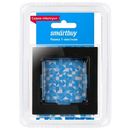 Рамка Smartbuy Нептун 1 пост стекло черная