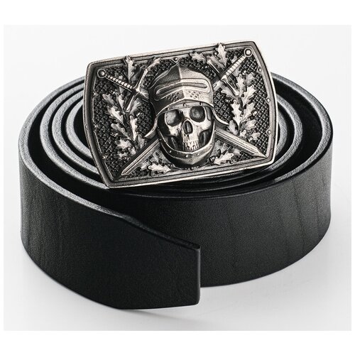 фото Ремень мужской натуральная кожа с пряжкой ручной работы рыцарь из латуни kubart