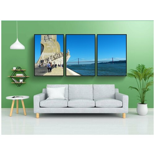 фото Набор модулных постеров для интерьера "padrão dos descobrimentos, памятник открытий, понте 25 апреля" 60x90 см. в тубусе, без рамки lotsprints