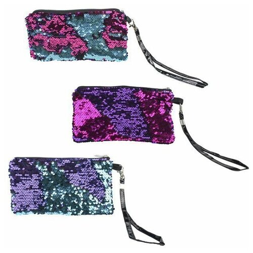 фото Косметичка с пайетками на двух сторонах, с ремешком, 3 цвета т16302 lucky