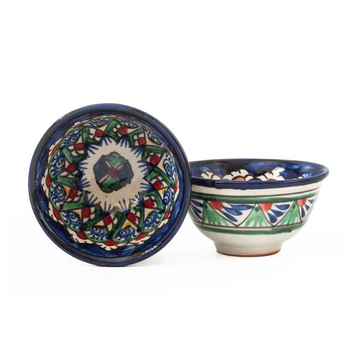 Пиалы для чая керамические, набор 2 шт по 100 мл, узбекские традиционные, национальная посуда ртштанская керамика