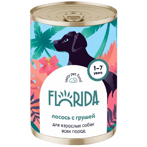 FLORIDA консервы для взрослых собак всех пород лосось с грушей 400г